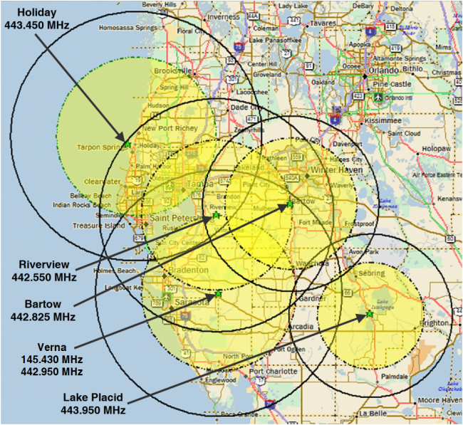 NI4CE Repeater Map & Frequencies | West Central Florida Group, Inc.